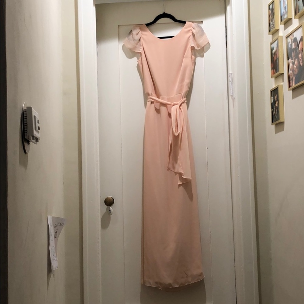 Peach cap sleeve gown